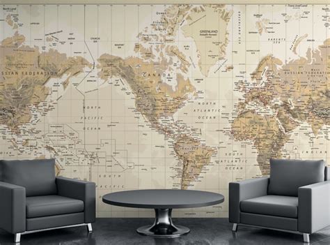 Stunning Vintage Brown World Map Wallpaper: Classic Charm!