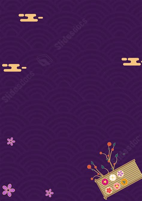 A Simple Flower Pastry With Purple Auspicious Clouds Page Border Background Word Template And ...