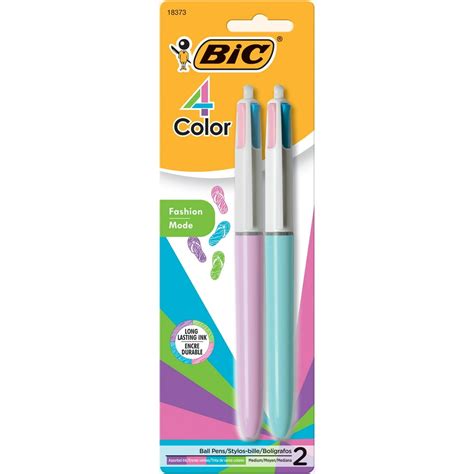 BIC 4-Color Fashion Ball Pen, Medium Point (1.0 mm), Assorted Ink, 2-Count - Walmart.com ...