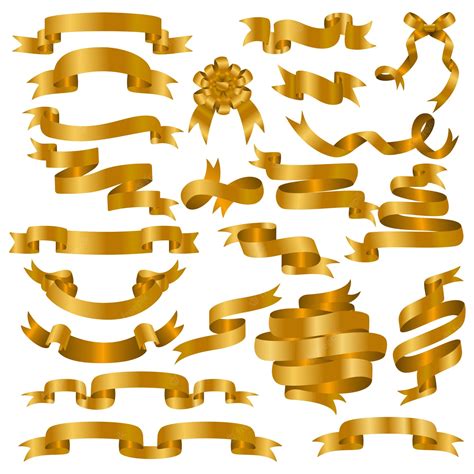 Premium Vector | Golden ribbon set