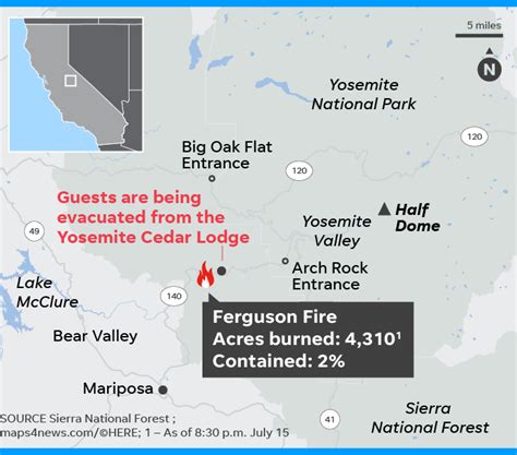 Fire Near Yosemite Map - London Top Attractions Map