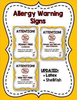 ALLERGY SIGNS for the Classroom by Teach Create Collaborate | TPT