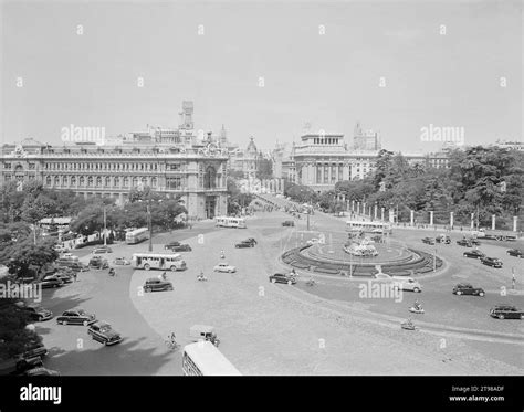 FUENTE DE CIBELES BANCO DE ESPAÑA Y CALLE ALCALA - FOTOGRAFIA EN BLANCO Y NEGRO - AÑOS 50 ...