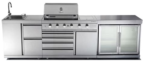 OUTDOOR KITCHEN - CHEFMASTER GALLEY SERIES 4 BURNER BBQ / TWIN FRIDGE ...