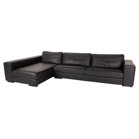 Leolux Leather Corner Sofa Black Sofa Couch For Sale at 1stDibs