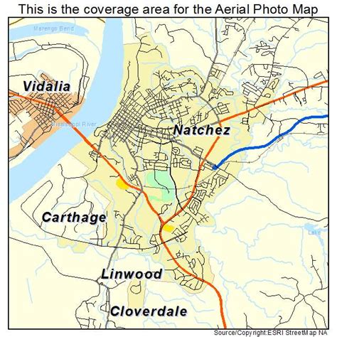 Aerial Photography Map of Natchez, MS Mississippi