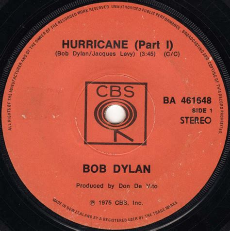 Bob Dylan – Hurricane (Part I) / Hurricane (Part II) (1975, Vinyl ...