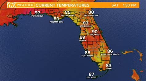 Weather Maps On 10News In Tampa Bay And Sarasota - Florida Weather Map With Temperatures ...