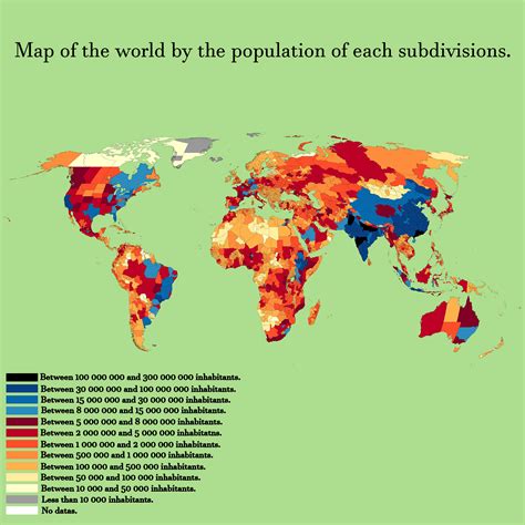 World Map Of The Population For Each Subdivision Mapporn | Hot Sex Picture