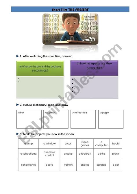 Short film THE PRESENT - ESL worksheet by ssoledad | Short film, Film, Presents