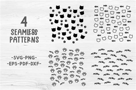 Cat svg Seamless patterns svg Cat print svg Cute cat patterns By Green ...