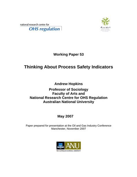 (PDF) Thinking about safety indicators - RegNet - ANUregnet.anu.edu.au/sites/default/files ...