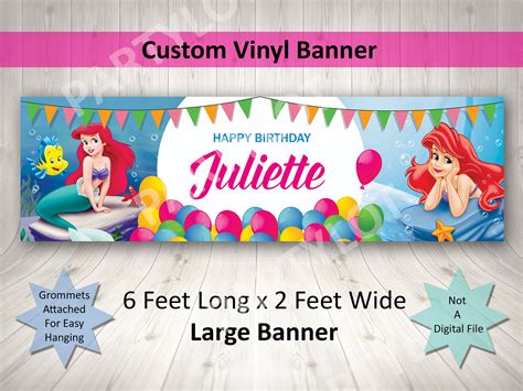 Custom Vinyl Birthday Banners Little Mermaid Custom Birthday Banners ...