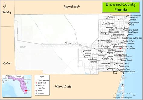 Broward County Map, Florida, USA | Check Major Cities & Towns, County ...