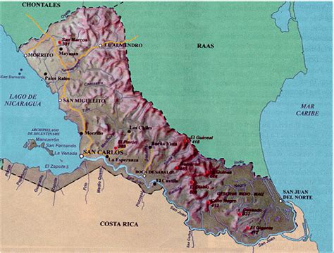 Maps of Nicaragua - Rio San Juan map and info