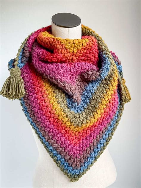 Crochet Puff Stitch Scarf Free Triangle Scarf Pattern