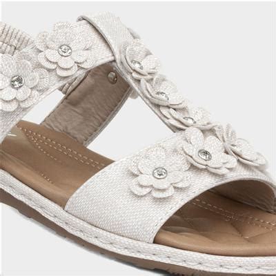 Lilley Womens Beige Sandal with Flowers-197008 | Shoe Zone