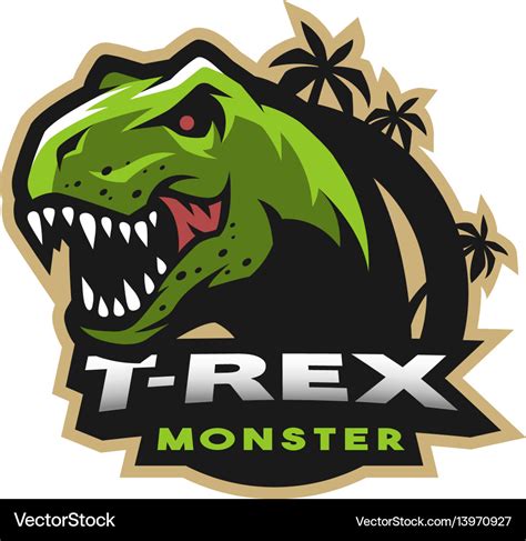 Dinosaur head logo emblem t-rex monster Royalty Free Vector