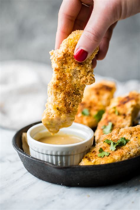 Baked Paleo Chicken Tenders with Honey Mustard Dip | Ambitious Kitchen