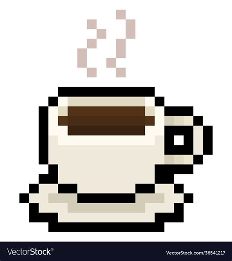 Pixel cup coffee - isolated Royalty Free Vector Image