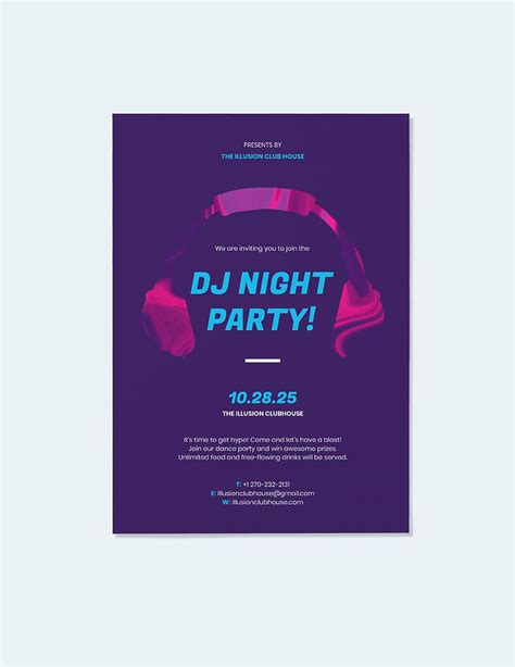 DJ Party Invitation Template in Word, Illustrator, Publisher, Pages, PSD, Outlook - Download ...