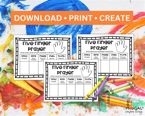 How To Pray The 5 Finger Prayer: Printable Worksheet for Kids