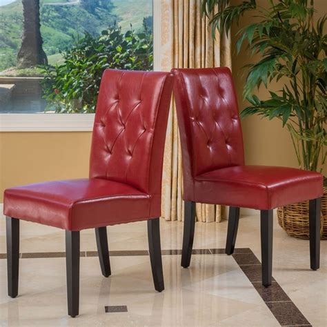 Gentry Bonded Leather Red Dining Chair (Set of 2) by Christopher Knight Home - On Sale ...