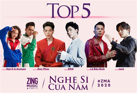 Năm thành công của Jack khi thống trị danh sách đề cử Top 5 Zing Music ...