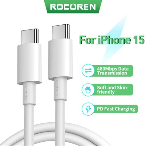 Rocoren PD 20W USB Type C สายสำหรับ iPhone 15 Pro ที่ชาร์จแบบเร็วที่ USB-C เป็นพิเศษสำหรับ ...