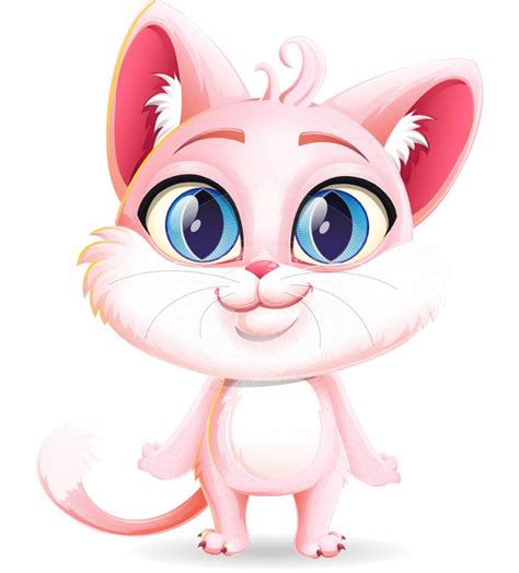 Pink Cat Cartoon Vector Character | GraphicMama in 2021 | Cartoon cat ...