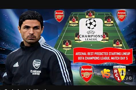 Arsenal predicted lineup vs Lens - Champions League