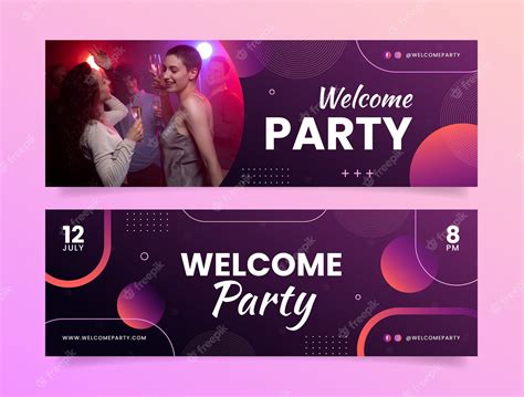 Premium Vector | Gradient welcome party horizontal banner