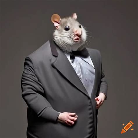 Adorable fat rat wearing a black tie