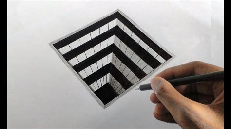 How to draw a 3d square hole very easily/ 3d Drawing on paper 04 - YouTube