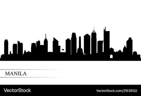 Manila city skyline silhouette background Vector Image