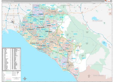 Orange County, CA Wall Map Premium Style by MarketMAPS - MapSales