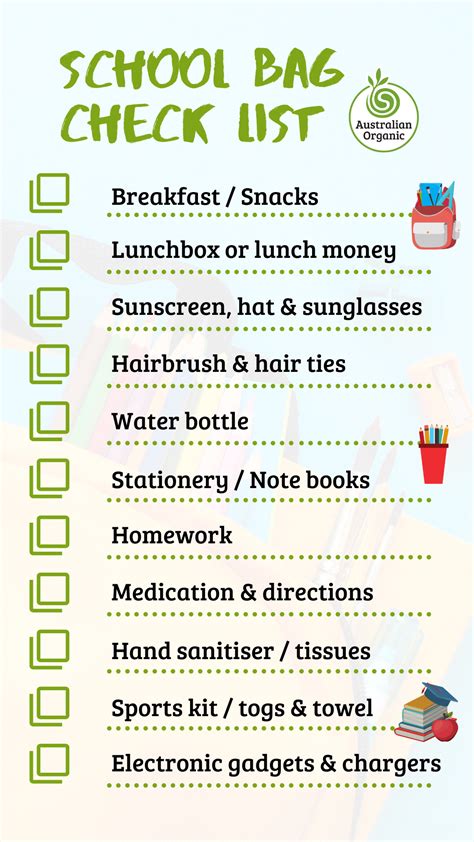 School Bag Essentials & Downloadable Checklist - Bud Organic Club