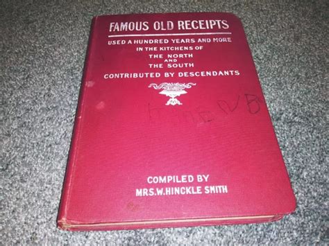 FAMOUS OLD RECEIPTS Compiled Mrs. W. Hinckle Smith With Cocktail Recipes $99.99 - PicClick
