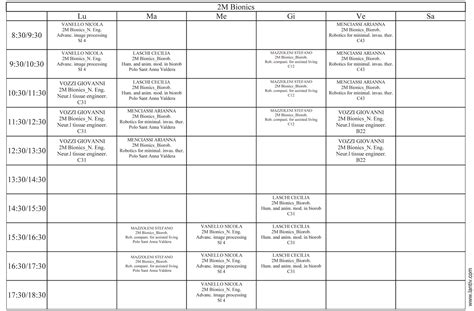 Schedule (Semester I) | Bionics Engineering