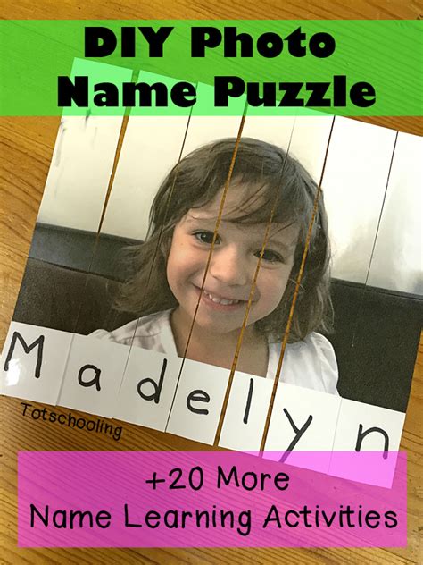 DIY Photo Name Puzzle | Totschooling - Toddler, Preschool, Kindergarten Educational Printables