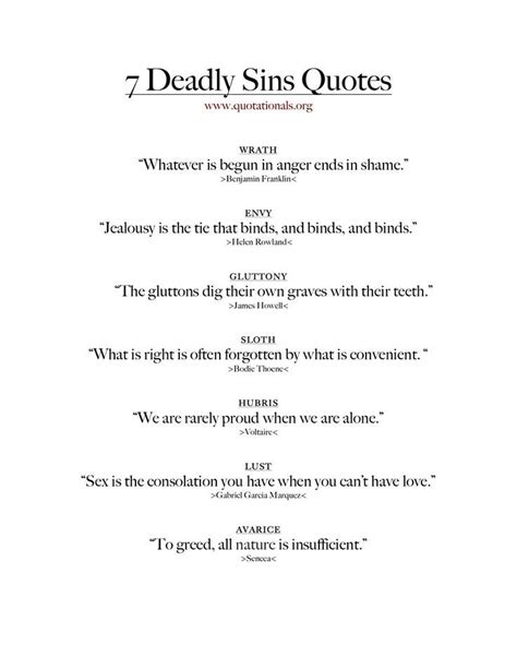 an image of the title page for seven deadly sin's quotes, written in black and