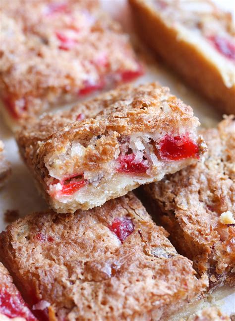 Chewy Cherry Coconut Bars Recipe - Cookies and Cups