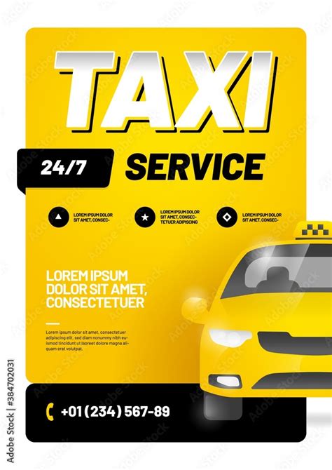 Vector layout with taxi car. Design for advertising a taxi service ...