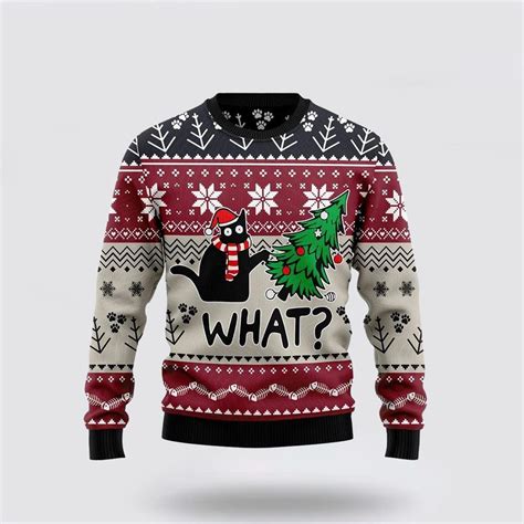 Christmas Cat What G5127 Funny Family Ugly Christmas Sweater - Cat ...