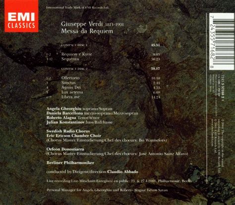 Verdi: Messa da Requiem / Abbado, Gheorghiu, Barcellona, Alagna et al ...