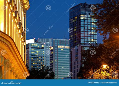 Modern building at night stock image. Image of exterior - 80500413