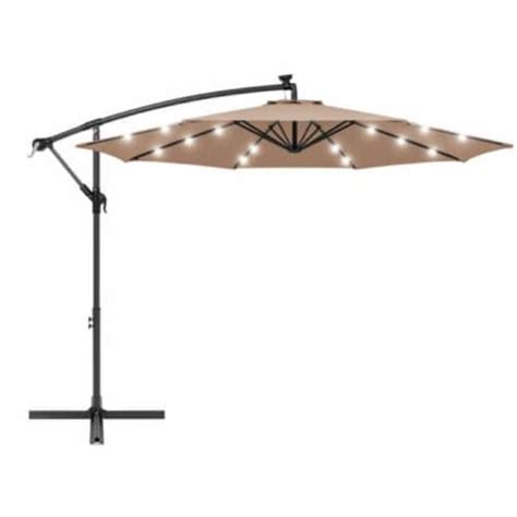 Az Patio Heaters Offset Cantilever Umbrella In Tan With Led Lights, 1 ...