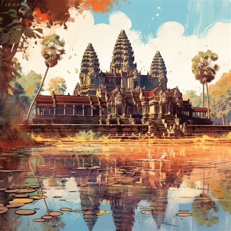 Angkor Wat Painting AI Digital Download Digital Art Digital Image Landmark - Etsy