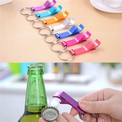 Beer Bottle Opener Keychain 4 in 1 Pocket Aluminum Beer Bottle Opener can 8 Colors Wedding ...