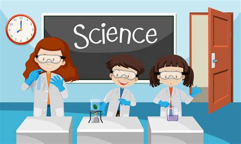 Expérience étudiante en classe de chimie 292518 Art vectoriel chez Vecteezy